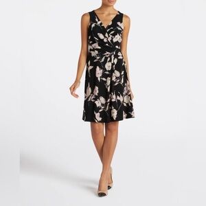 Lauren by Ralph Lauren floral black crossover v-neck dress
